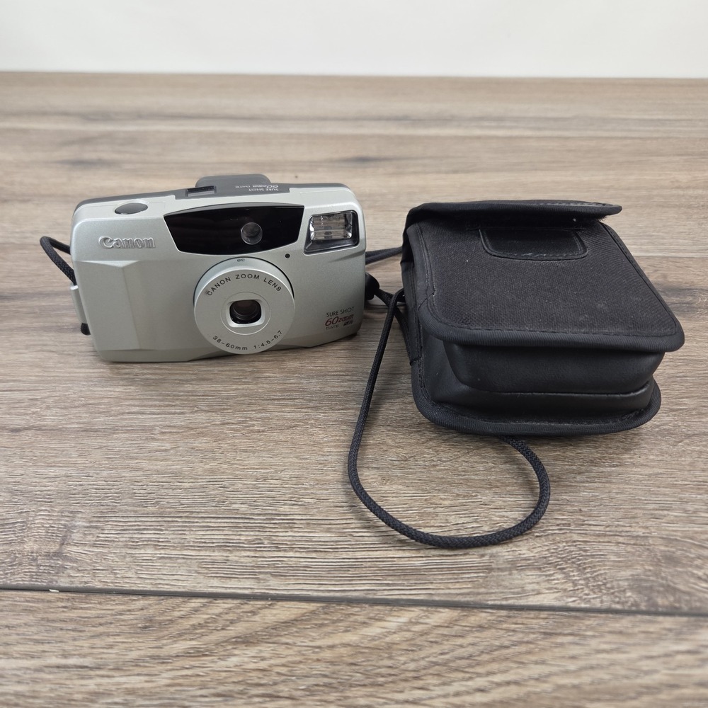 Canon Sure Shot 60 35mm Point & Shoot Film Camera Vintage W/Case Power Tested